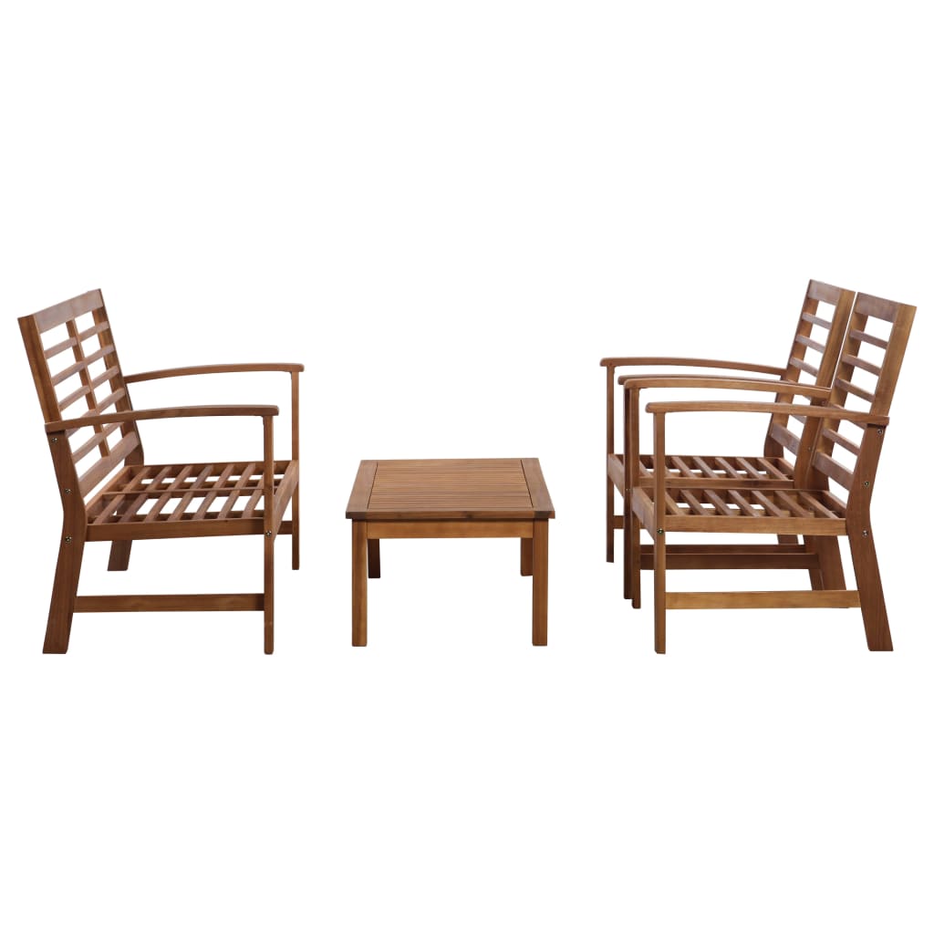 Conjunto lounge de jardim 4 pcs madeira de acácia maciça