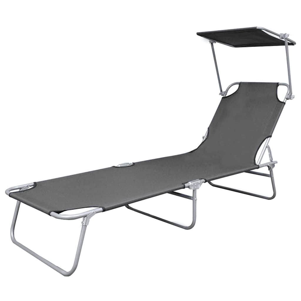 Espreguiçadeira com toldo aço cinzento