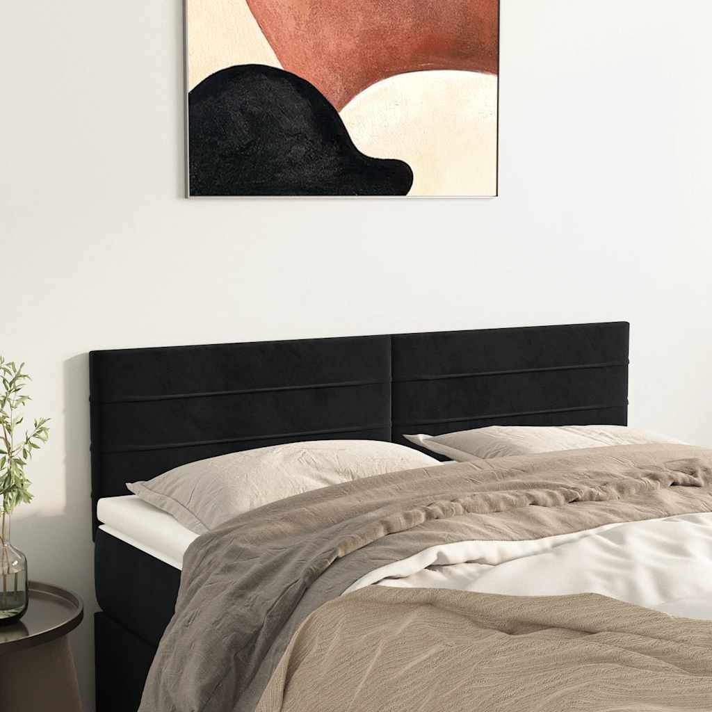 Cabeceiras preto 144x5x78/88 cm veludo