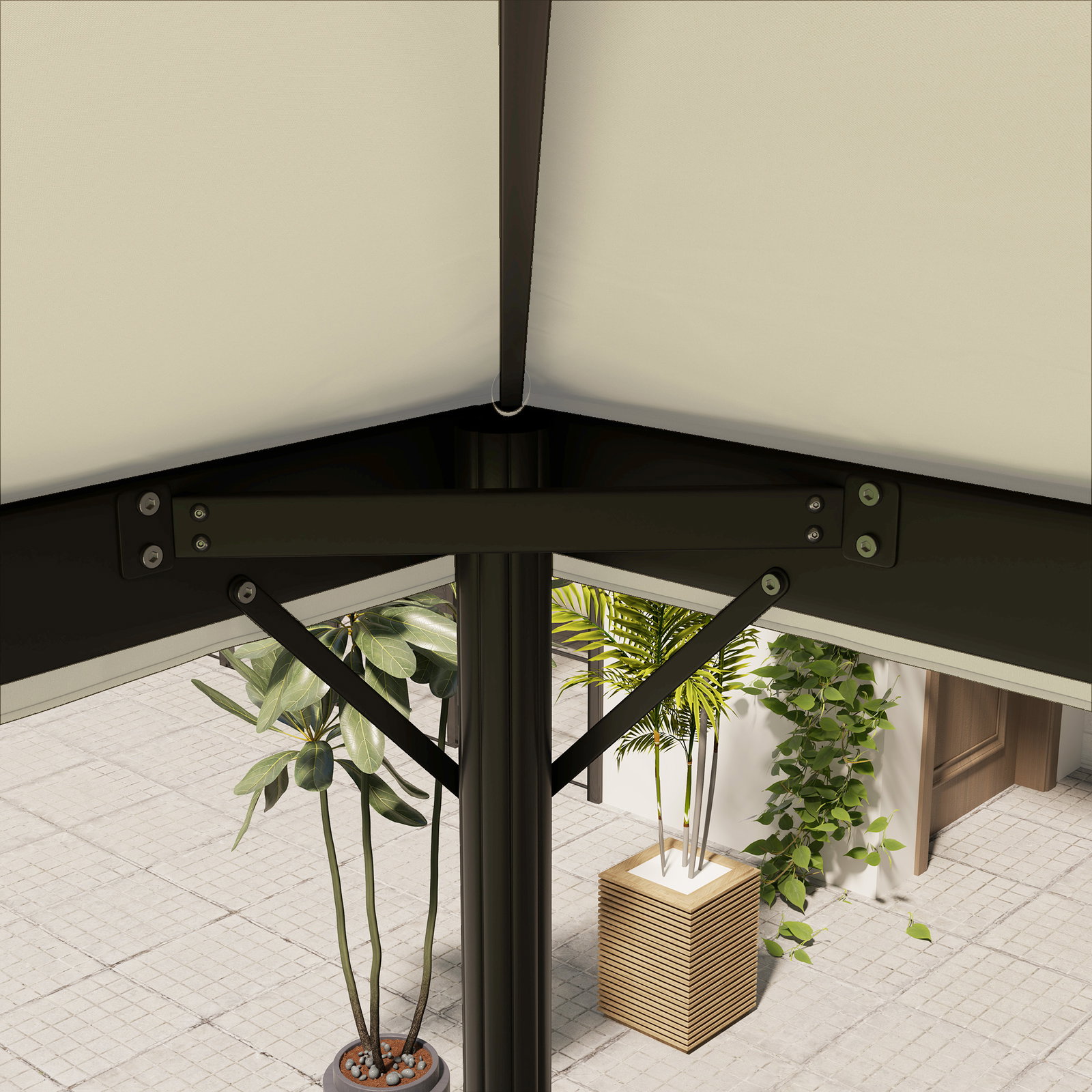Toldo de substituição para pérgola 4x3 m toldo para pérgola com teto duplo e proteção UV 30+ creme