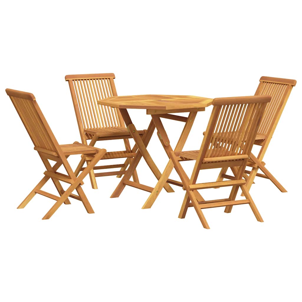5 Pcs conjunto de jantar p/ jardim madeira de teca maciça