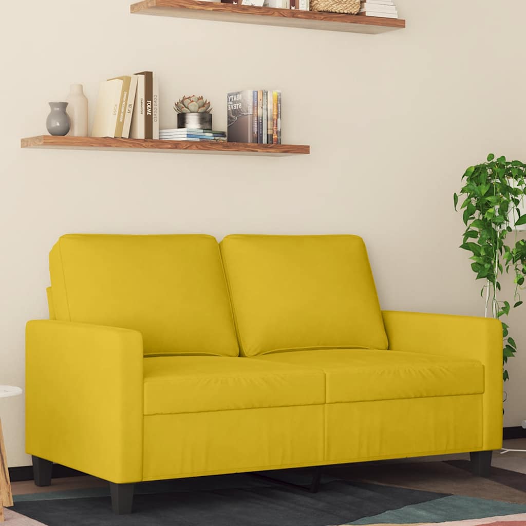 Sofá de 2 lugares veludo 120 cm amarelo