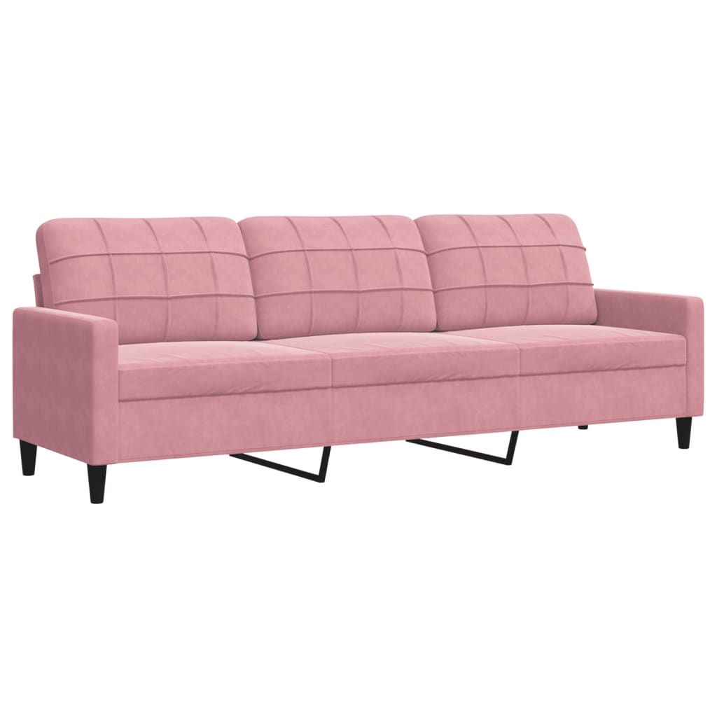 4 Pcs conjunto de sofás com almofadões veludo rosa