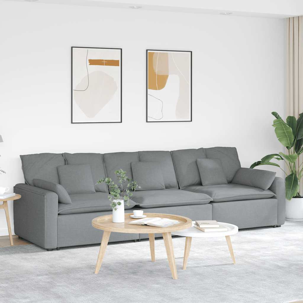 Sofá modular com almofadas cinzento-claro