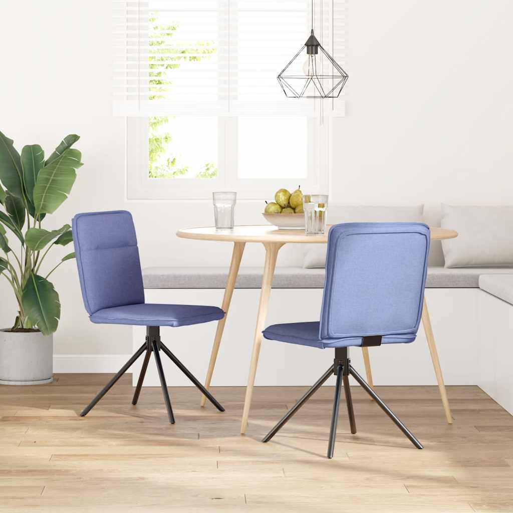 Cadeiras de jantar 2 pcs jeans tecido azul