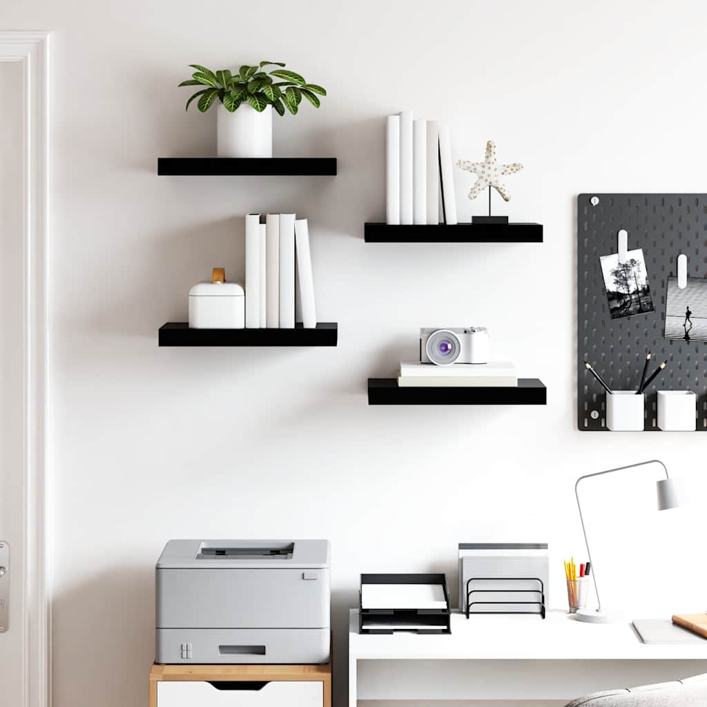 Prateleiras de parede suspensas 4 pcs 40x23,5x3,8cm MDF preto