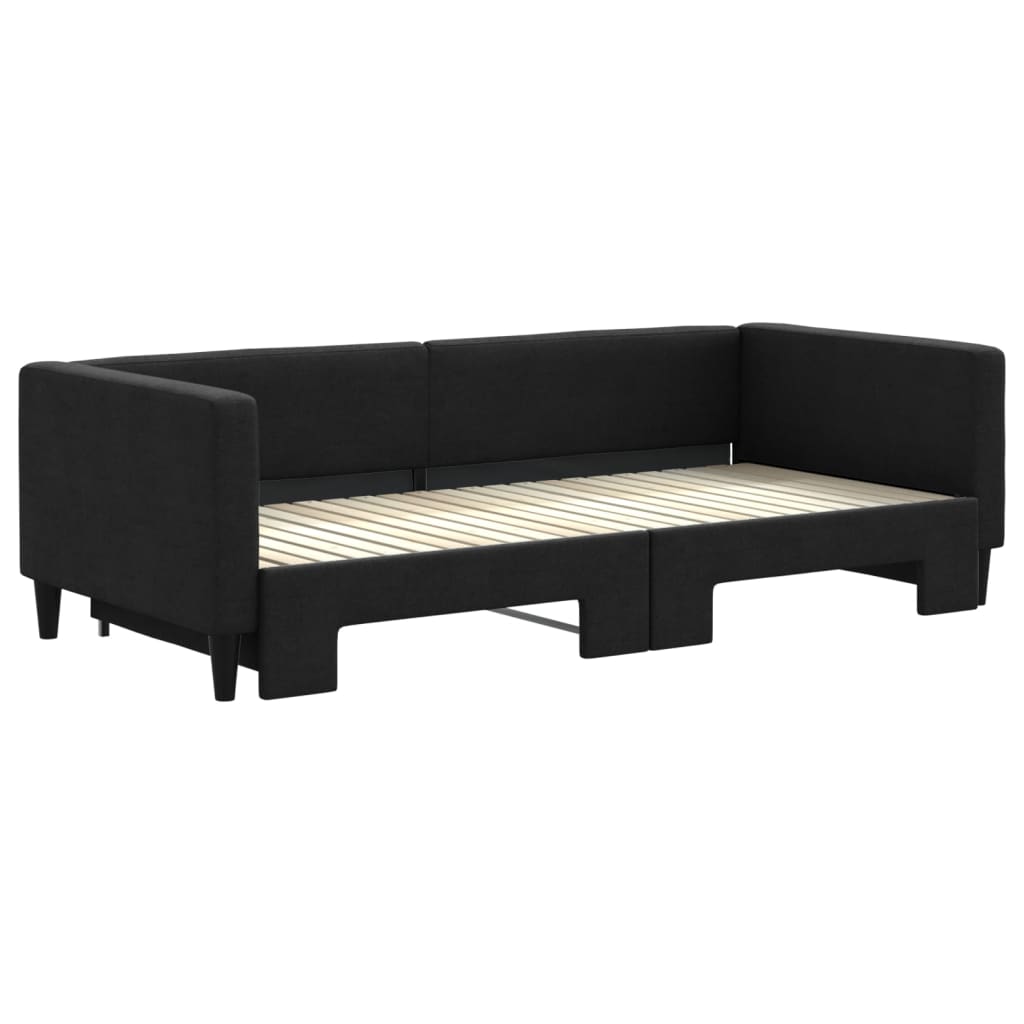 Sofá-cama com gavetão 90x200 cm tecido preto