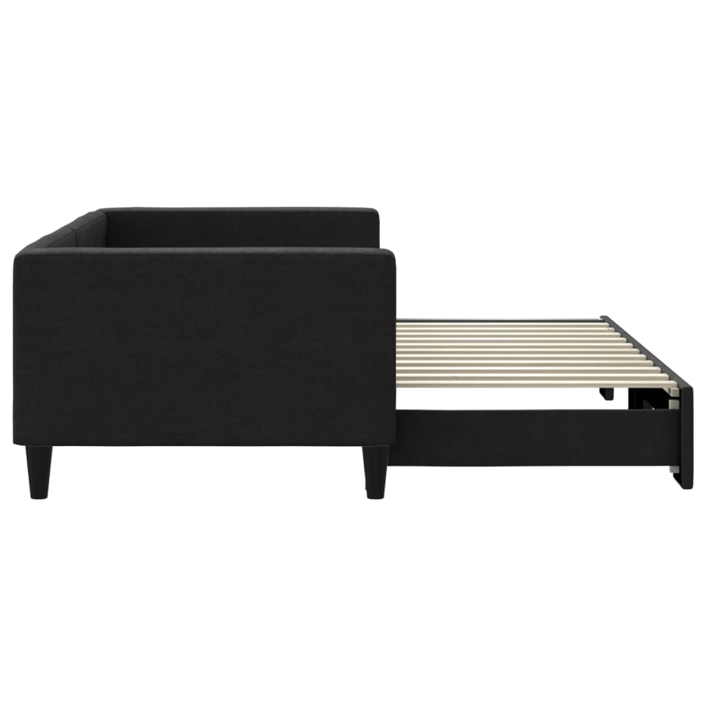 Sofá-cama com gavetão 90x200 cm tecido preto