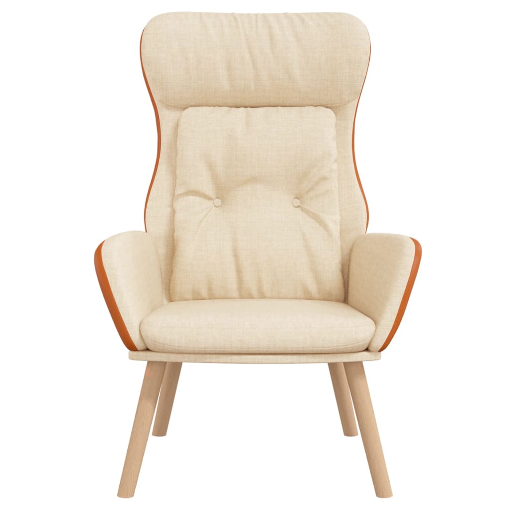 Cadeira de descanso PVC e tecido cor creme