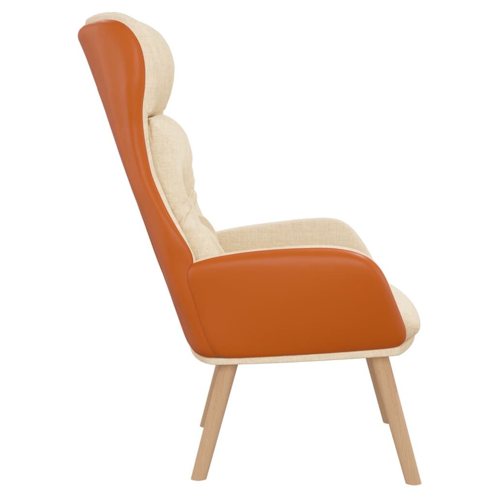 Cadeira de descanso PVC e tecido cor creme
