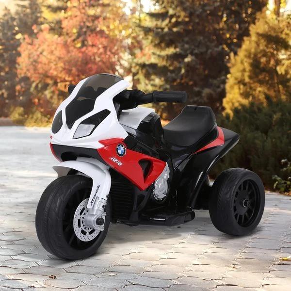 Mota elétrica bmw para crianças entre 18-36 meses 6v com faróis música e velocidade máx. de 2,5 km/h 66x37x44 cm vermelho