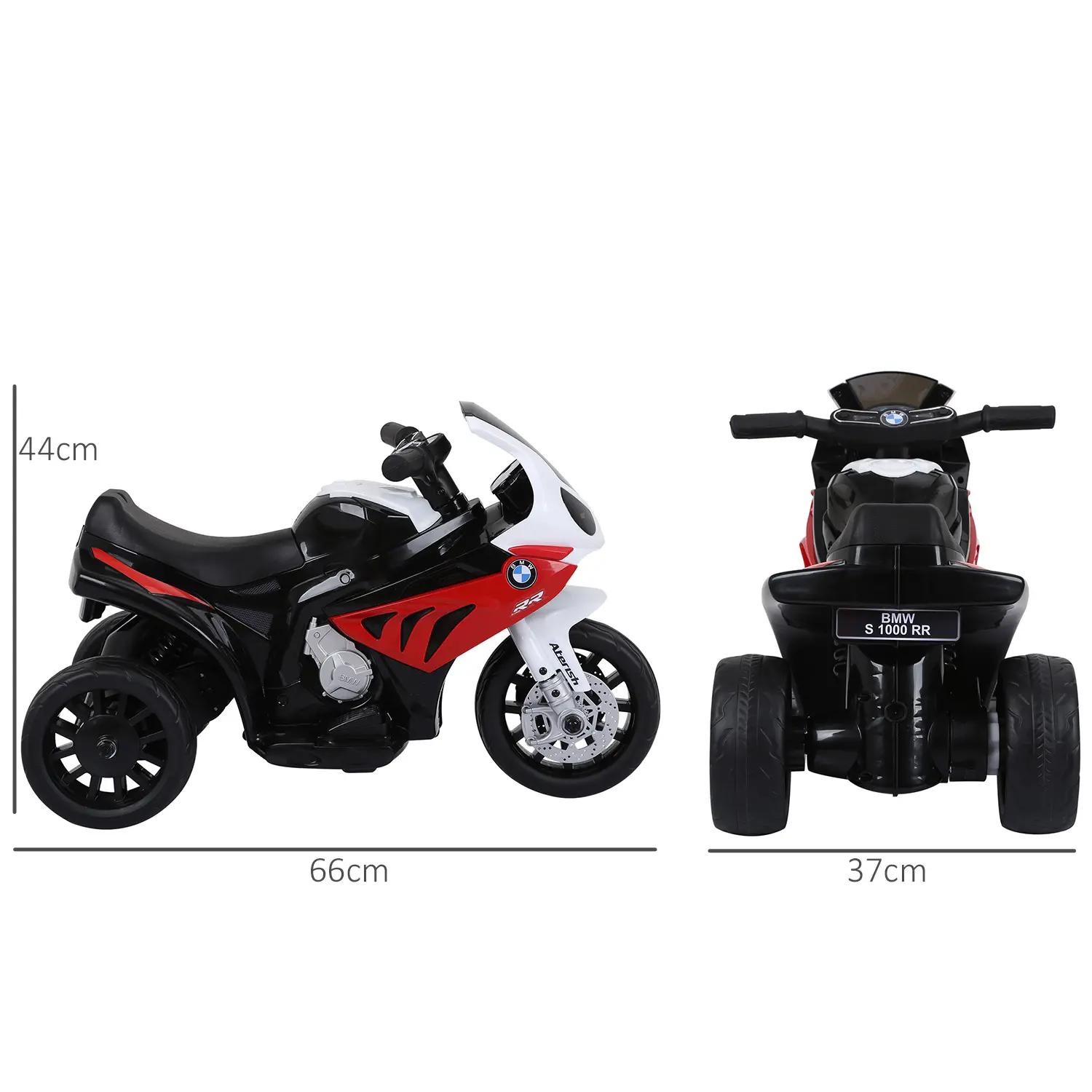 Mota elétrica bmw para crianças entre 18-36 meses 6v com faróis música e velocidade máx. de 2,5 km/h 66x37x44 cm vermelho