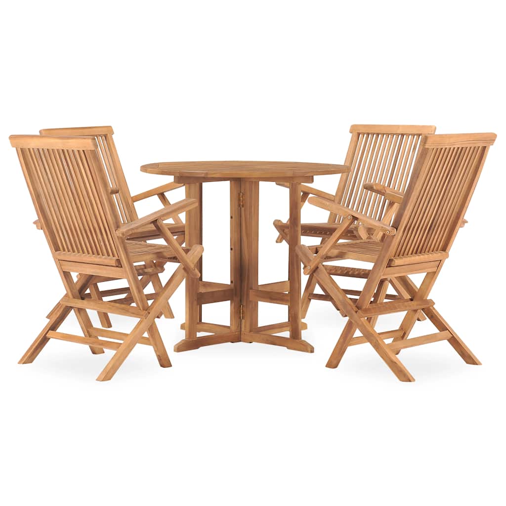 5 Pcs conjunto jantar dobrável p/ exterior madeira teca maciça