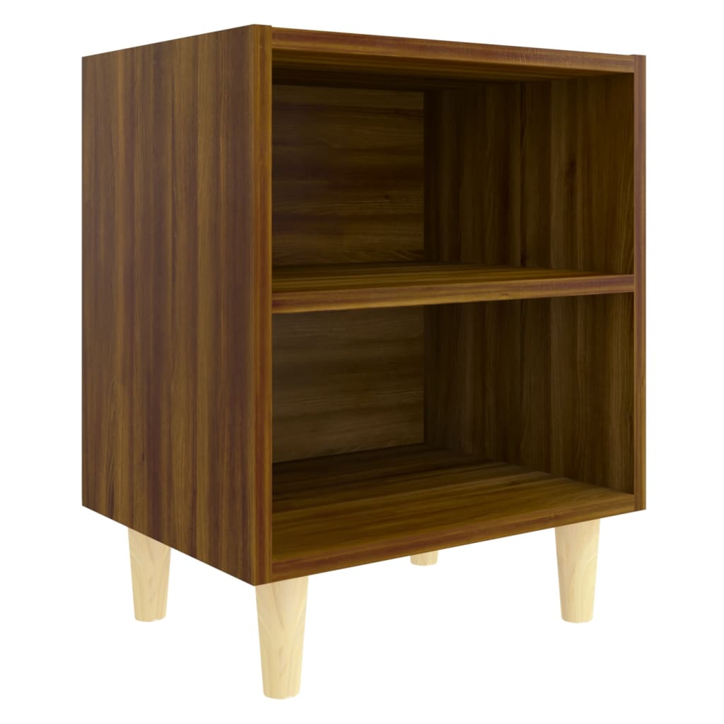 Mesa cabeceira pernas de madeira 40x30x50 cm carvalho castanho