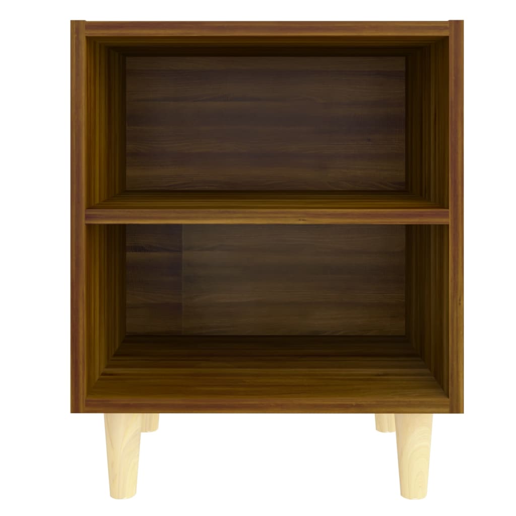 Mesa cabeceira pernas de madeira 40x30x50 cm carvalho castanho