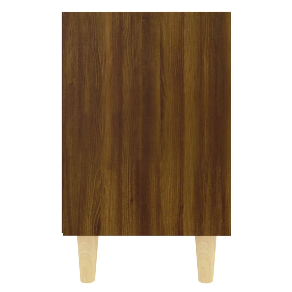 Mesa cabeceira pernas de madeira 40x30x50 cm carvalho castanho
