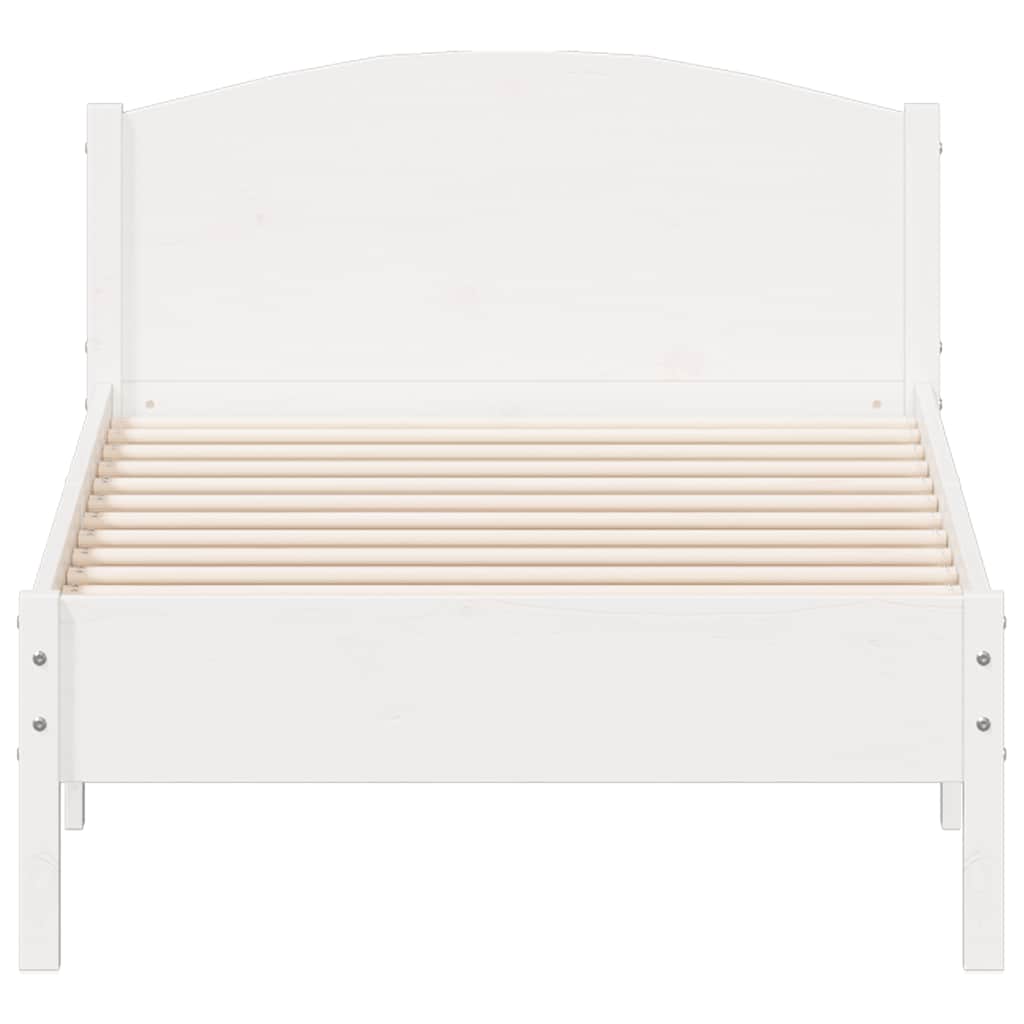 Cama sem colchão 75x190 cm madeira de pinho maciça branco