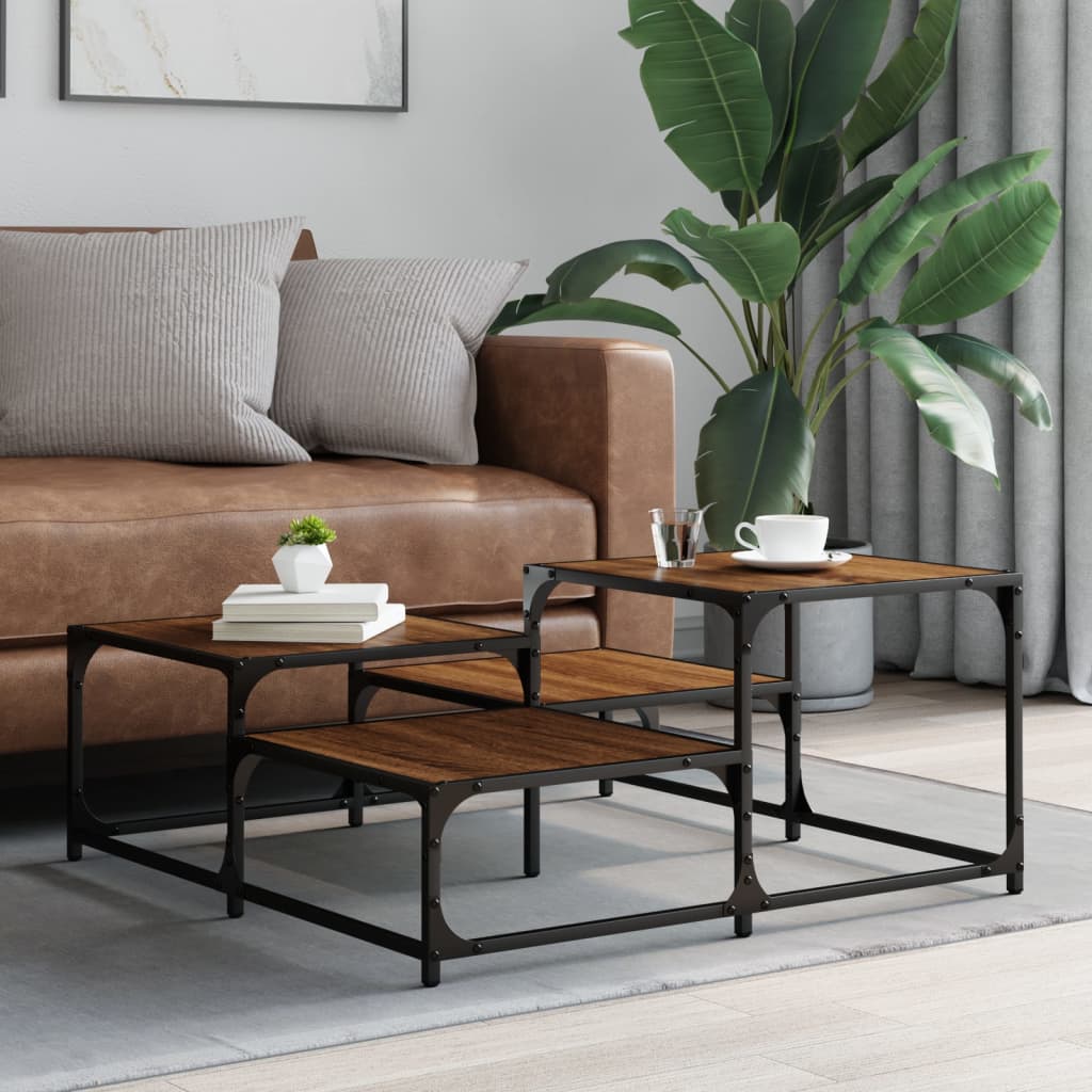 Mesa centro 87,5x87,5x40 cm derivados madeira carvalho castanho