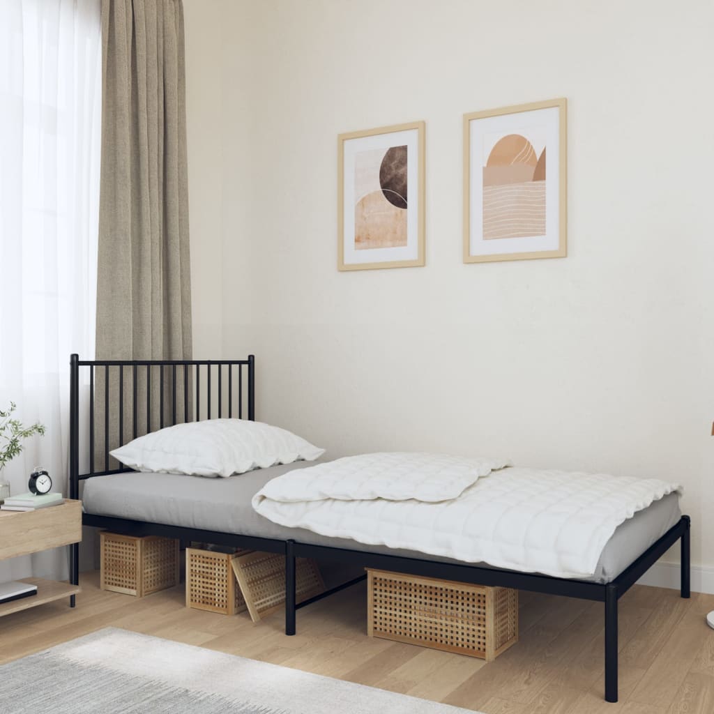 Estrutura de cama com cabeceira 107x203 cm metal preto