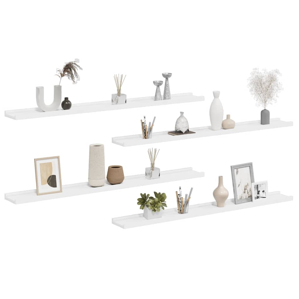 Prateleiras de parede 4 pcs 100x9x3 cm branco