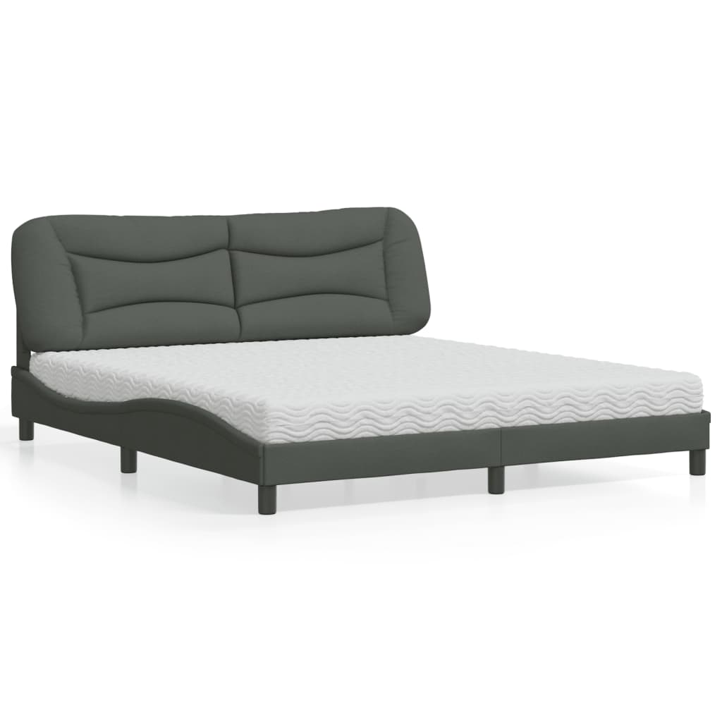 Cama com colchão hvar 180x200 cm tecido cinzento-escuro