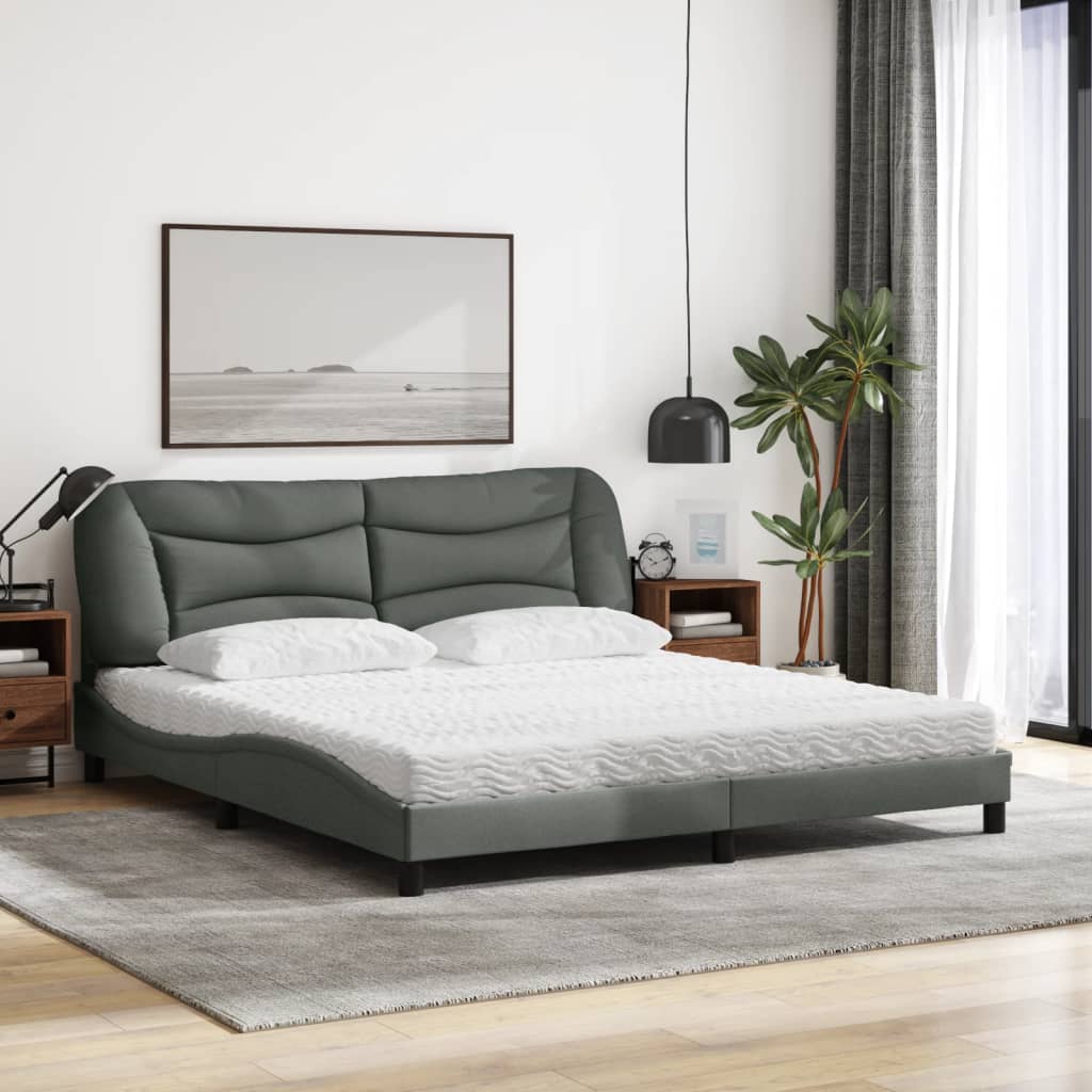 Cama com colchão hvar 180x200 cm tecido cinzento-escuro