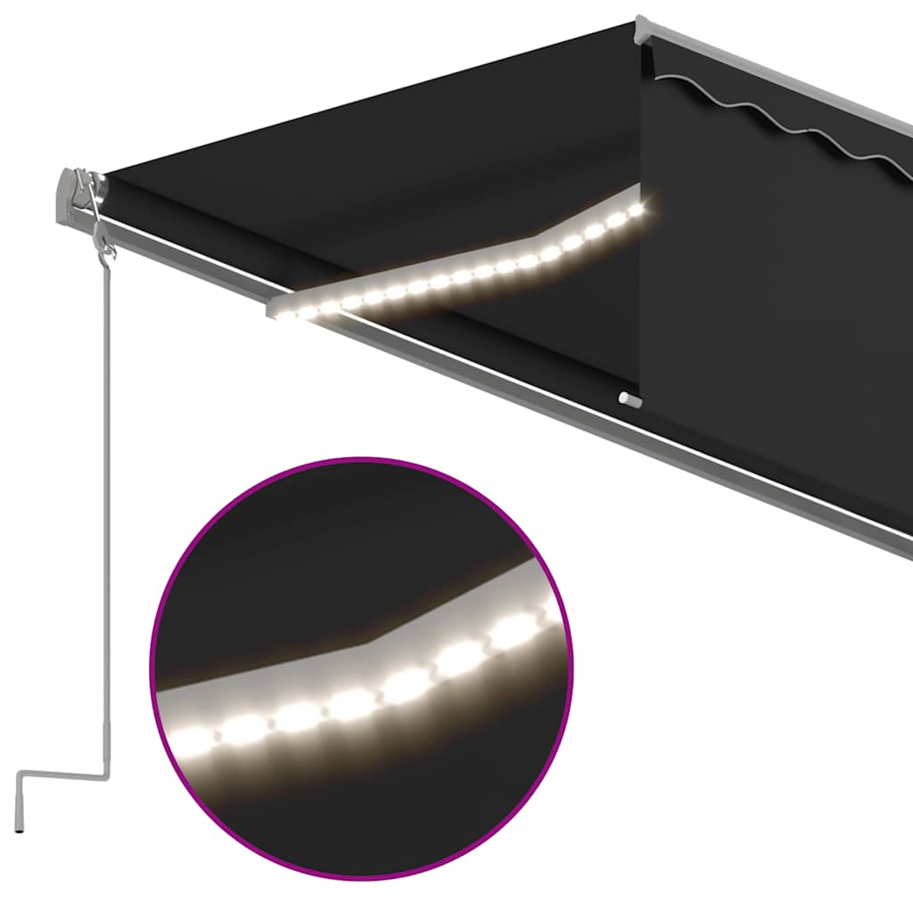 Toldo automático com estore/LED/sensor de vento 5x3 m antracite