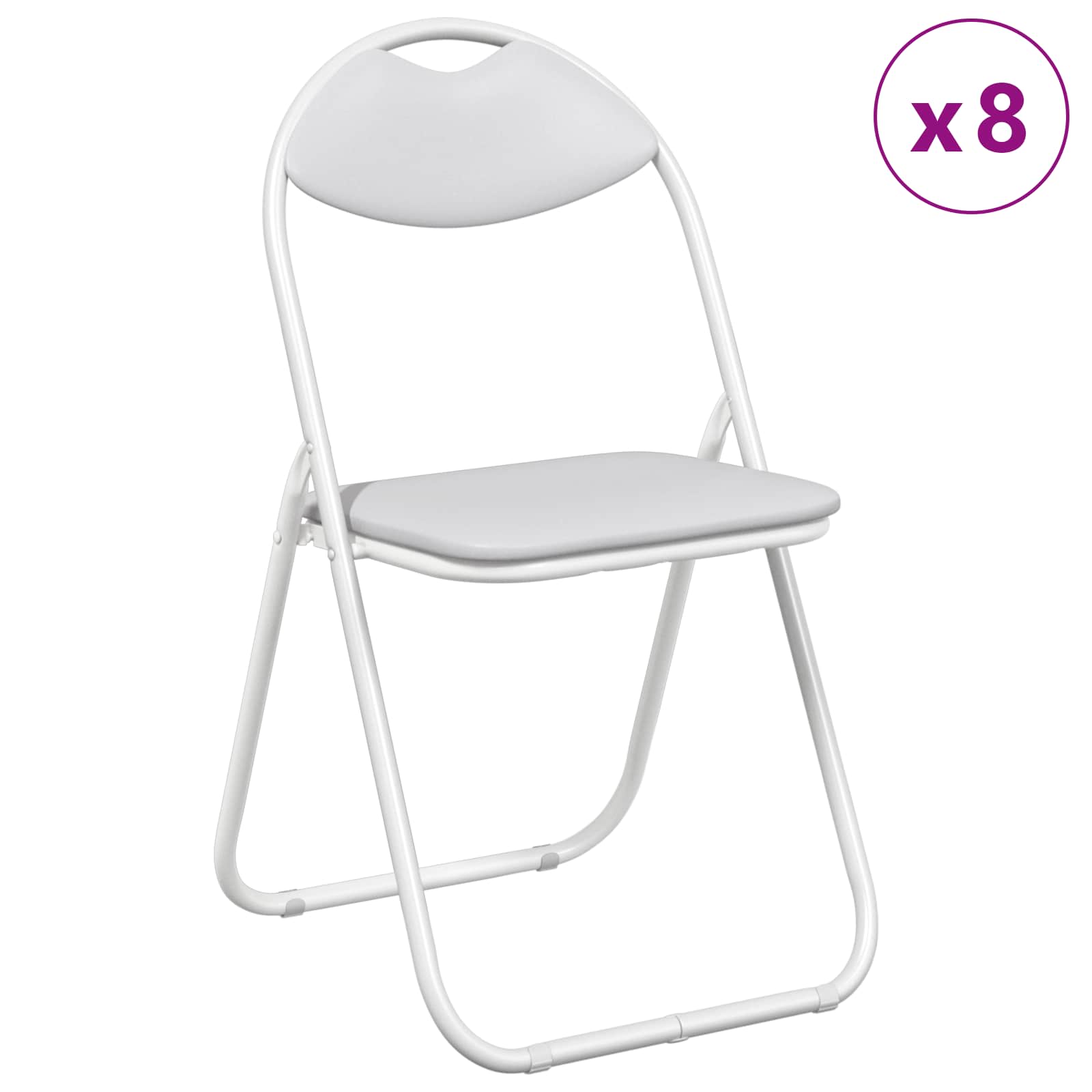 Cadeira dobrável 8 unid. couro sintético branco