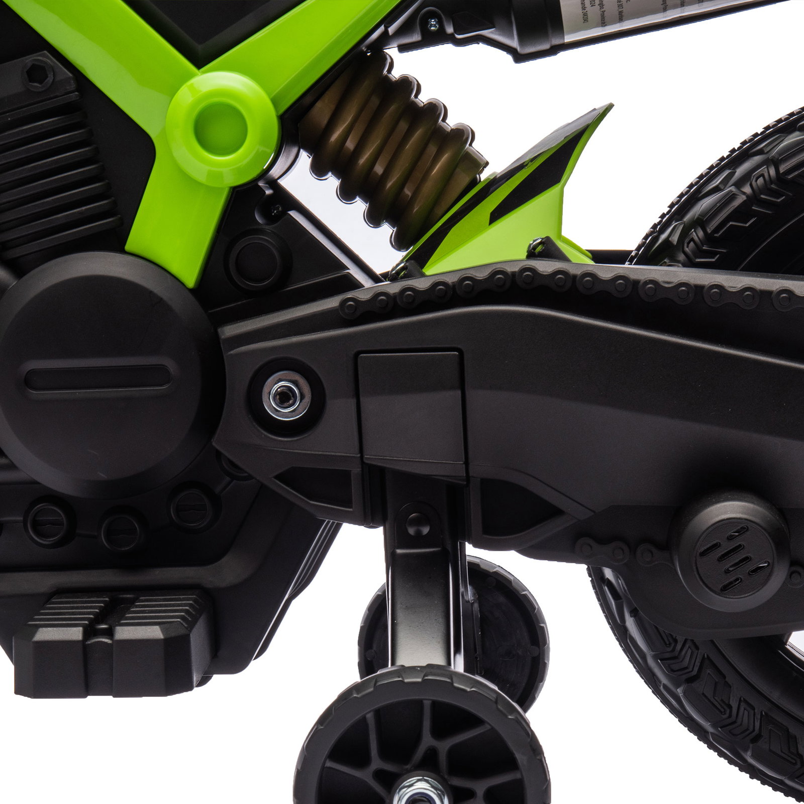 Mota elétrica para crianças moto a bateria para crianças 6v com rodas de treino e buzina 105x57x62 cm verde