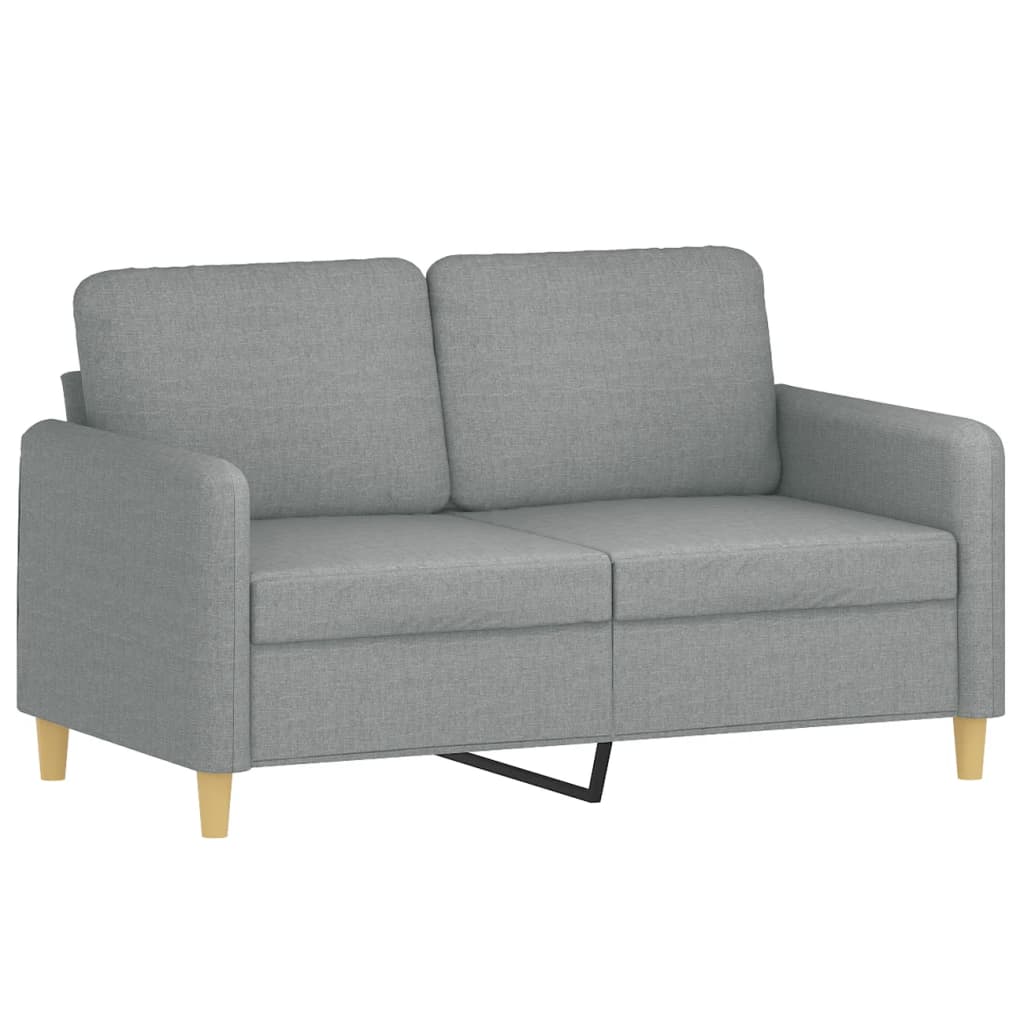 2 Pcs conjunto de sofás com almofadas tecido cinzento-claro