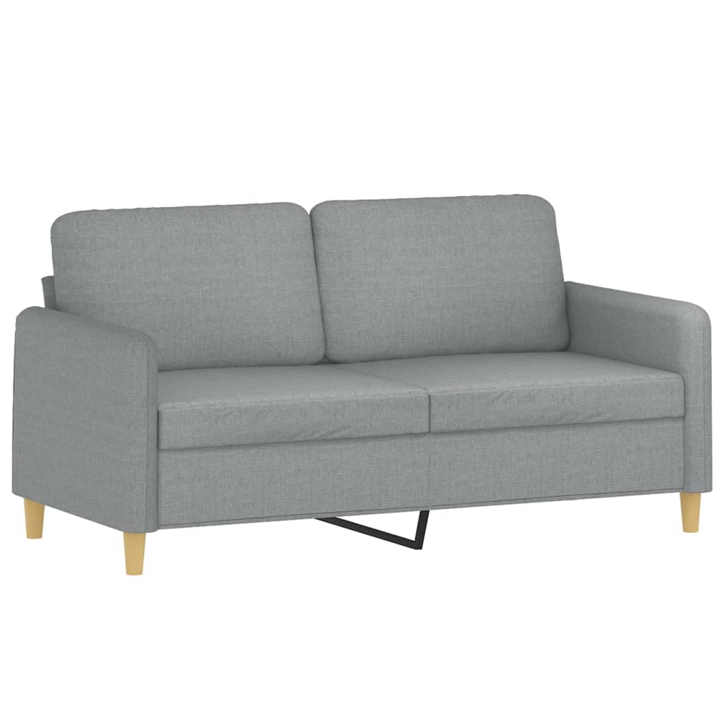2 Pcs conjunto de sofás com almofadas tecido cinzento-claro