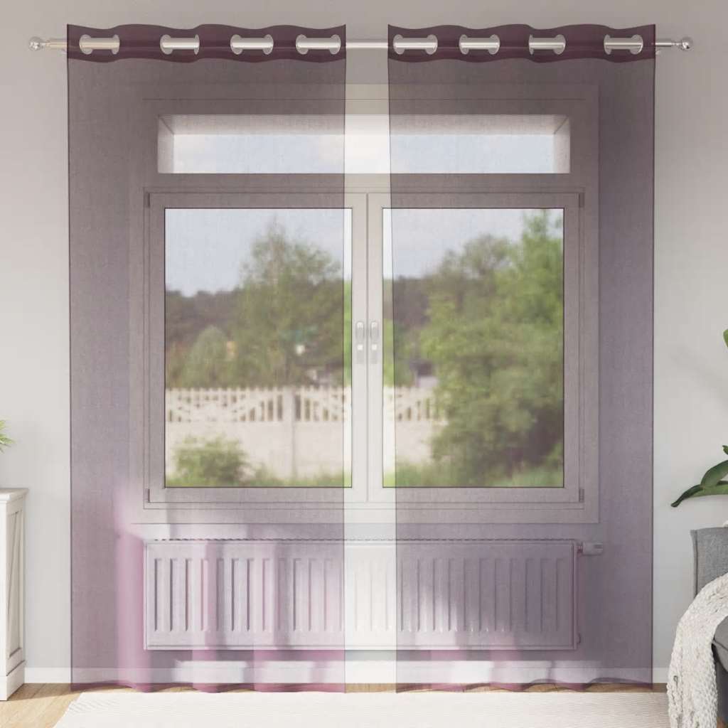 Cortinas de voile com ilhós 2 pcs roxo 140x225 cm