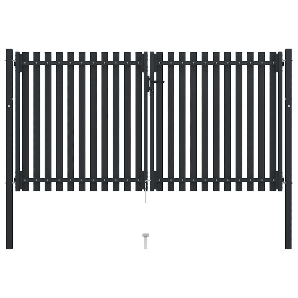 Portão de cerca de porta dupla em aço 300x175 cm antracite