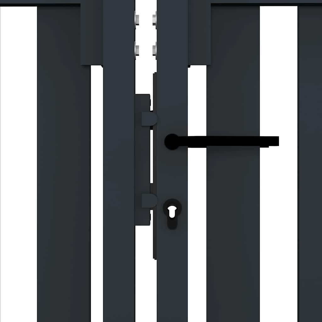 Portão de cerca de porta dupla em aço 300x175 cm antracite