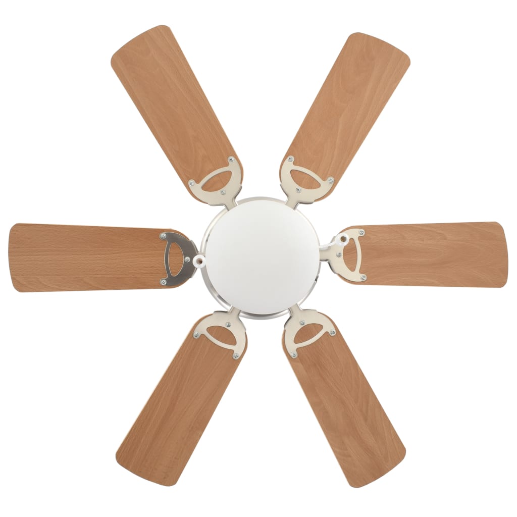 Ventoinha de teto com luz 82 cm castanho claro