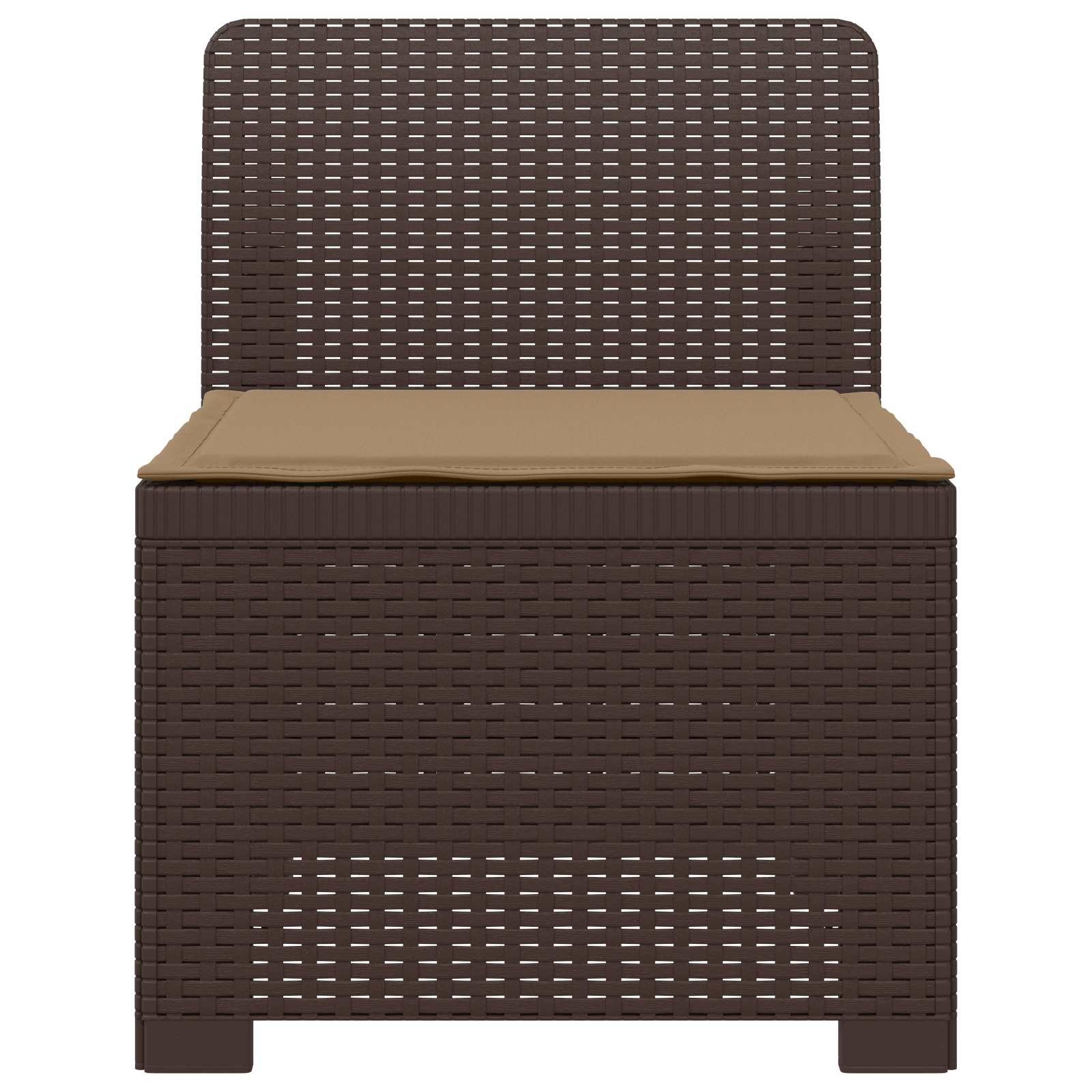 Sofá de jardim 1 lugar com almofada look rattan PP castanho