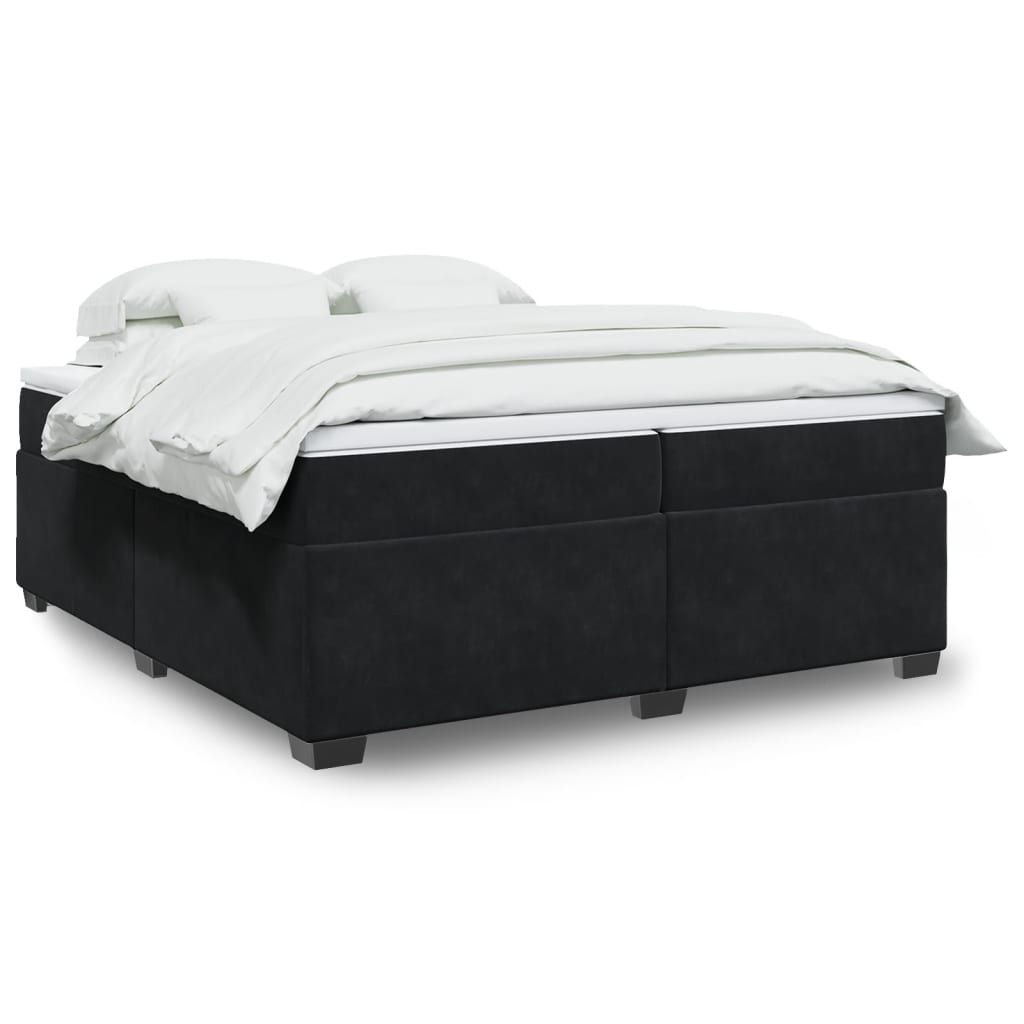Cama com molas/colchão 200x200 cm veludo preto
