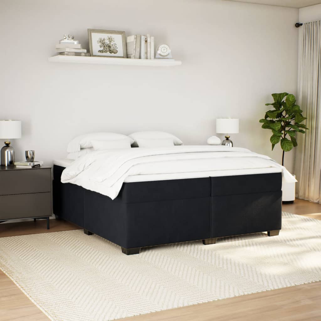 Cama com molas/colchão 200x200 cm veludo preto