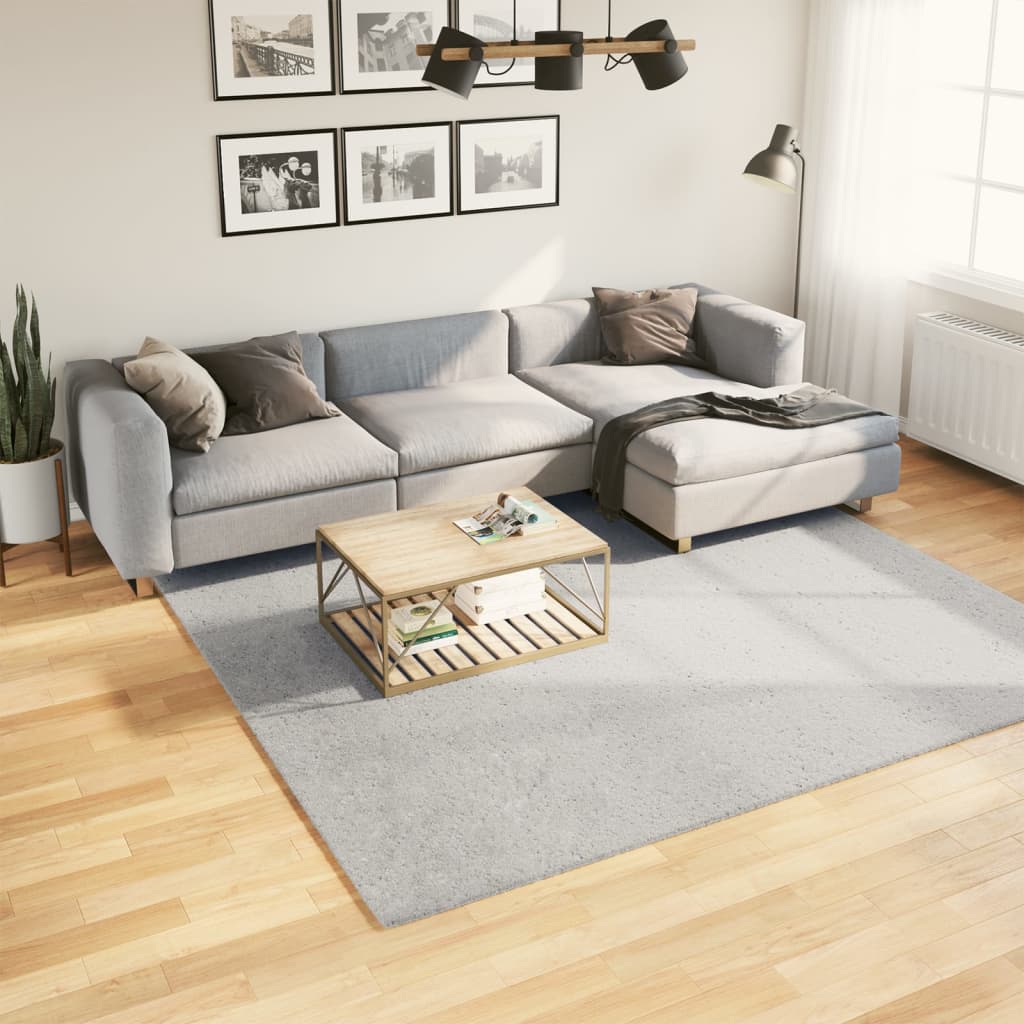 Tapete pelo curto macio e lavável huarte 240x240 cm cinzento