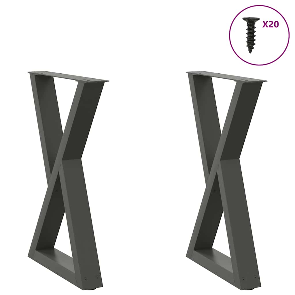 Pés para mesa de jantar 2 peças antracite 60x(72-73,3) cm aço
