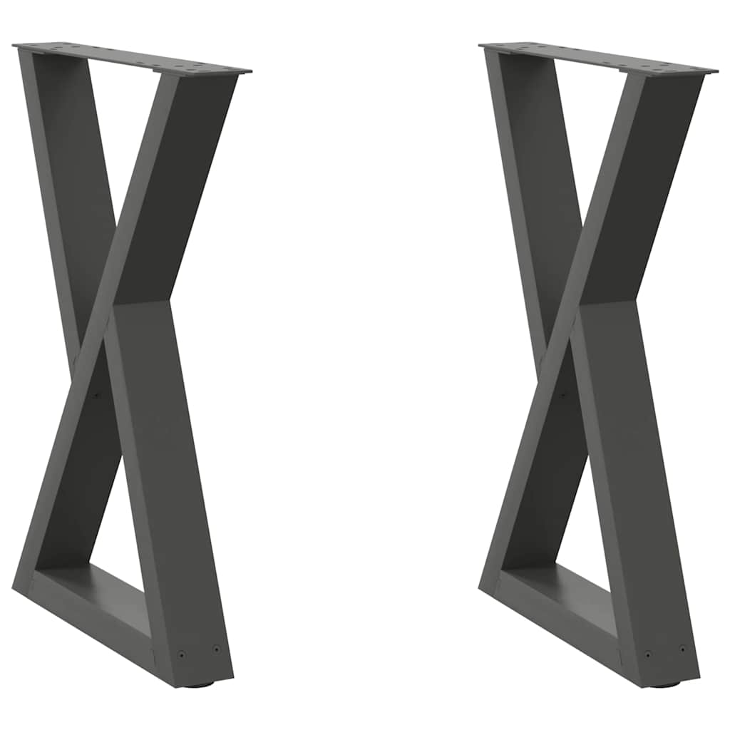 Pés para mesa de jantar 2 peças antracite 60x(72-73,3) cm aço