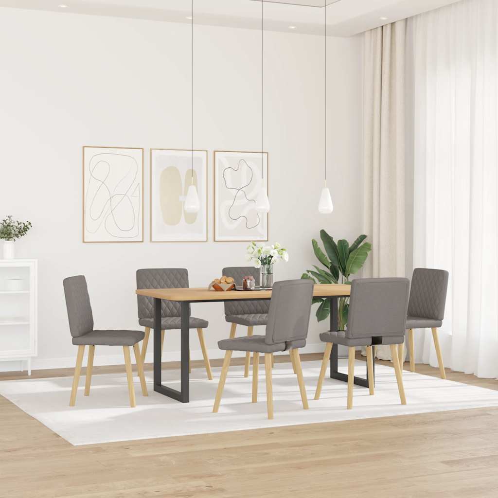 Cadeiras de jantar 6 pcs tecido cinzento-acastanhado
