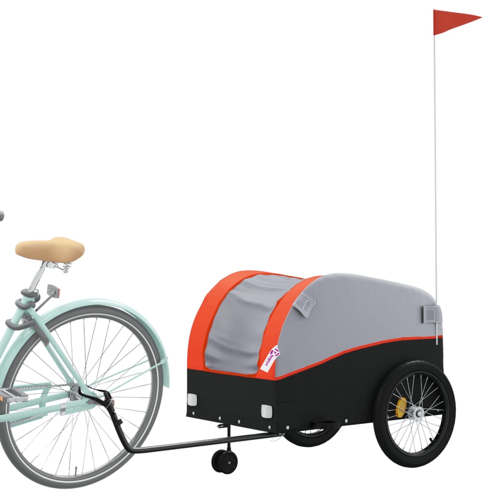 Reboque para bicicleta 45 kg ferro preto e laranja