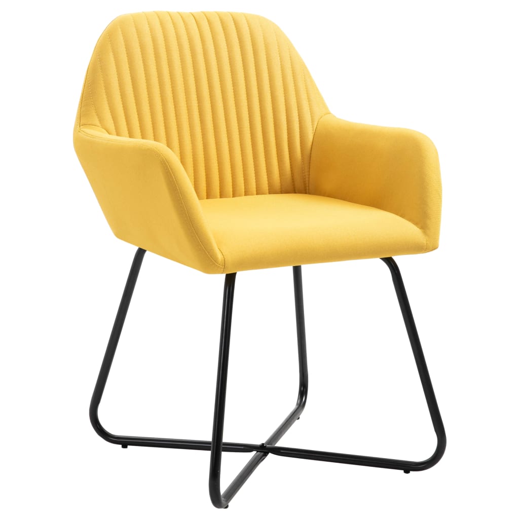 Cadeiras de jantar 6 pcs tecido amarelo