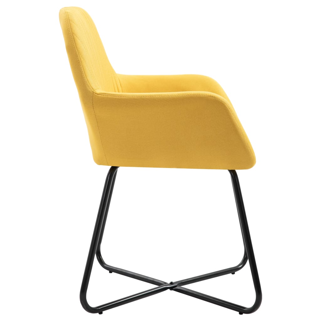 Cadeiras de jantar 6 pcs tecido amarelo