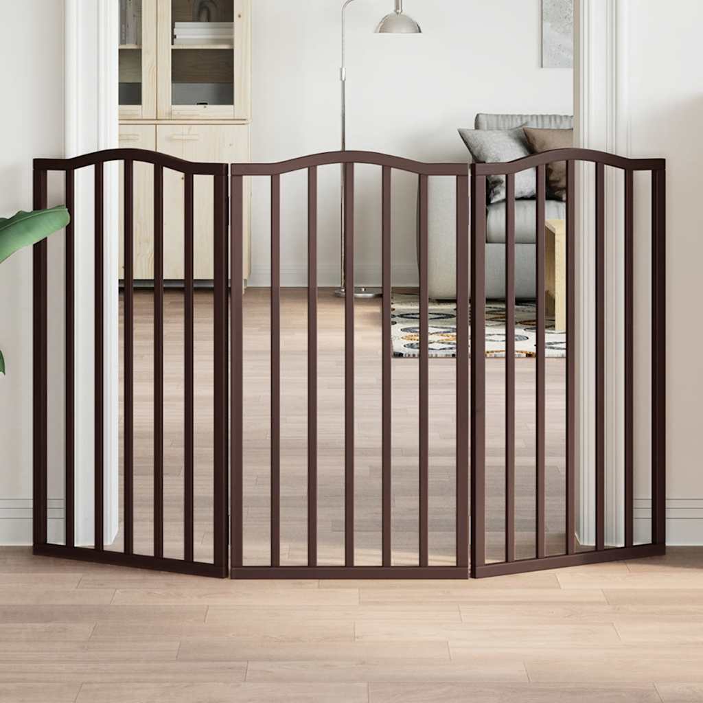 Portão para cães dobrável 3 painéis 150 cm álamo castanho