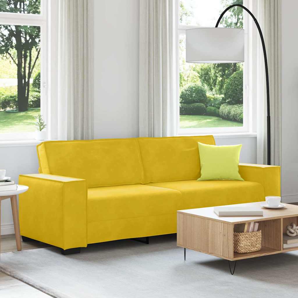Sofá de 3 lugares 220x78x84 cm veludo amarelo