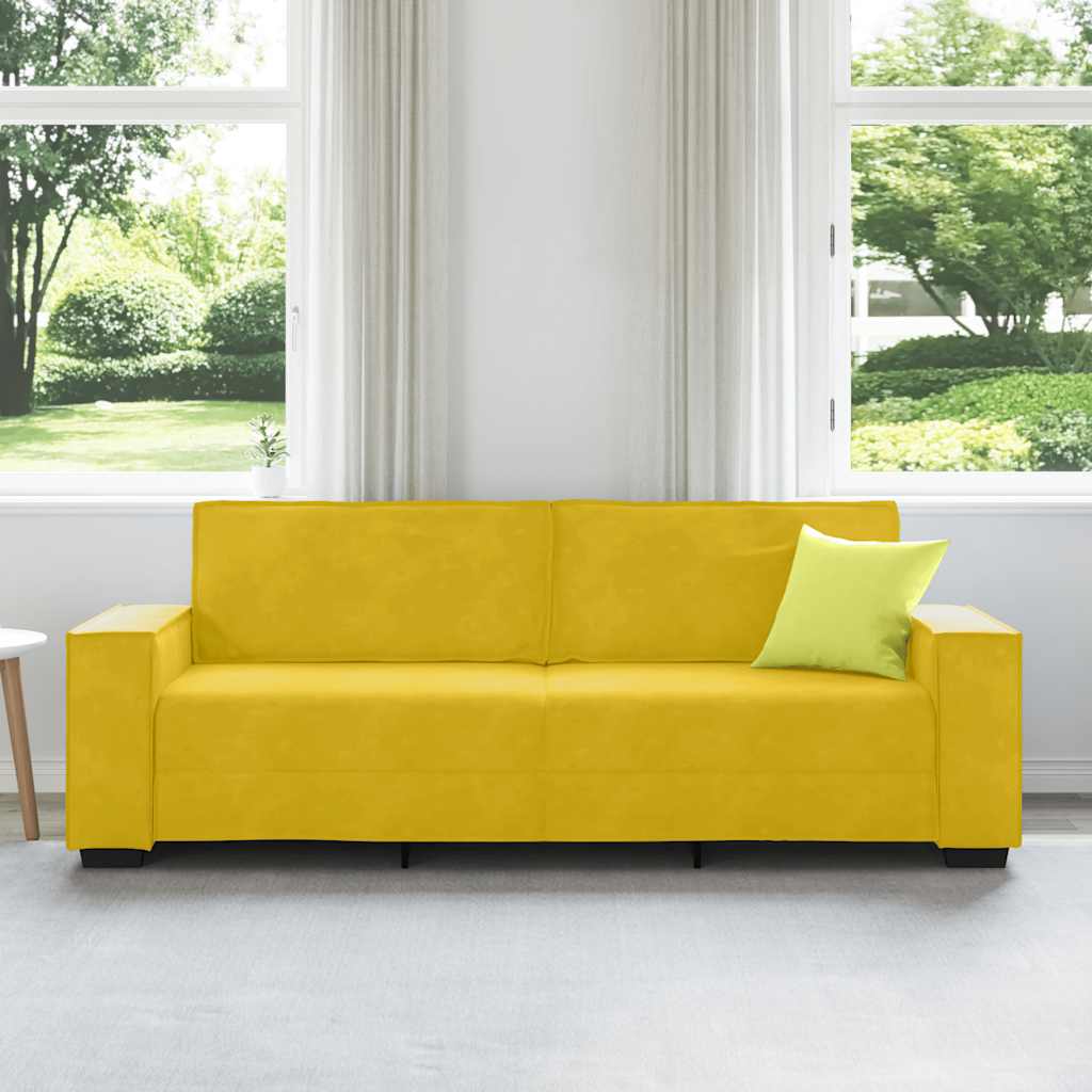 Sofá de 3 lugares 220x78x84 cm veludo amarelo