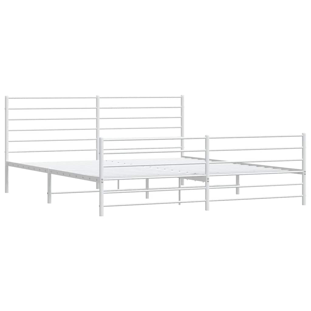 Estrutura de cama com cabeceira e pés 180x200 cm metal branco