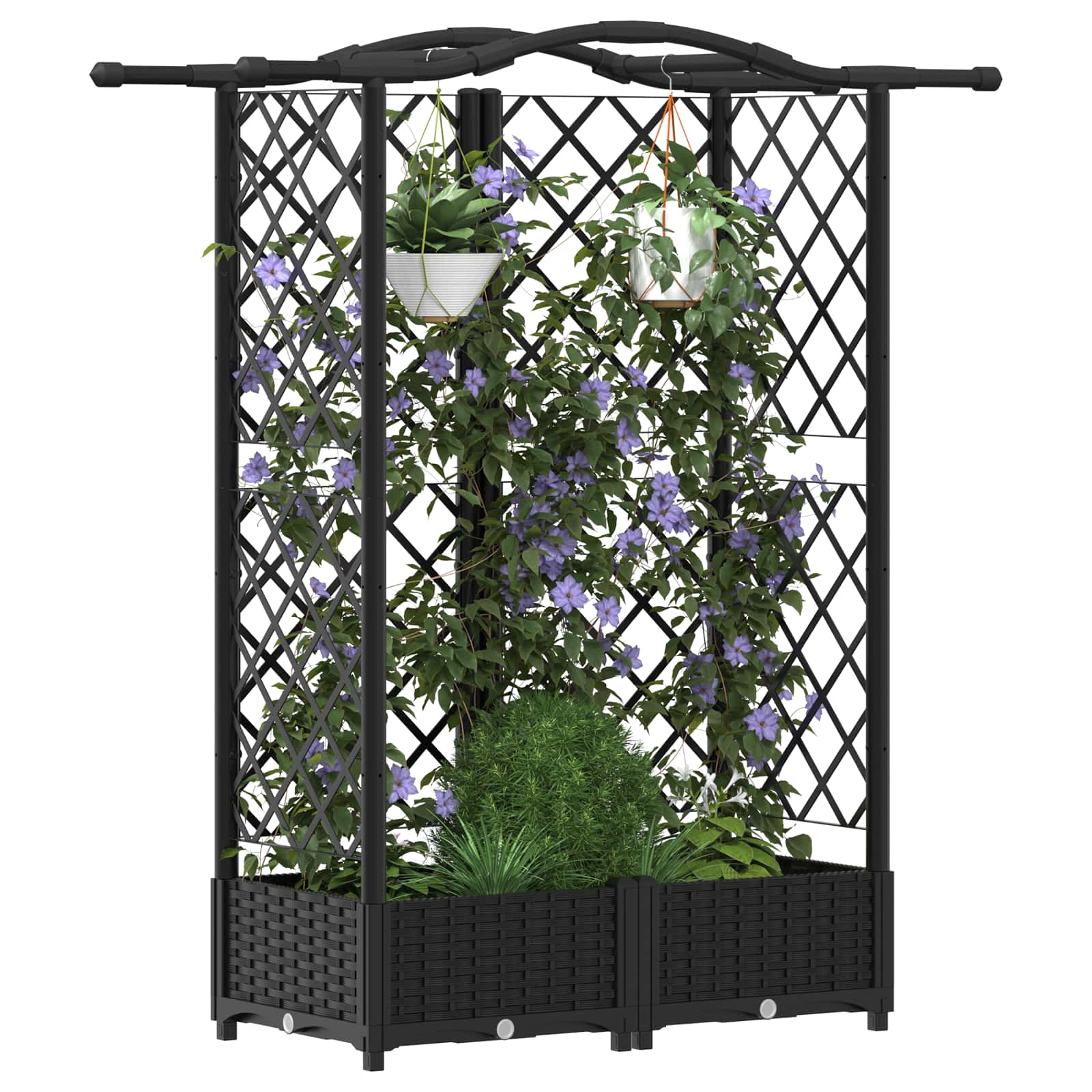 Cama elevada com treliça e telhado preto 124 x 40 x 123 cm PP
